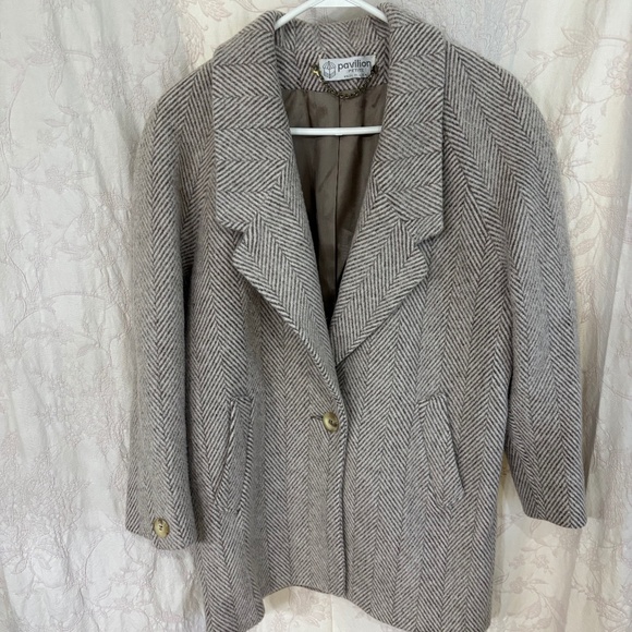 Pavilion Petite Vintage Woman’s 100% Wool Lined Peacoat cream/Brown Size S - Picture 1 of 7